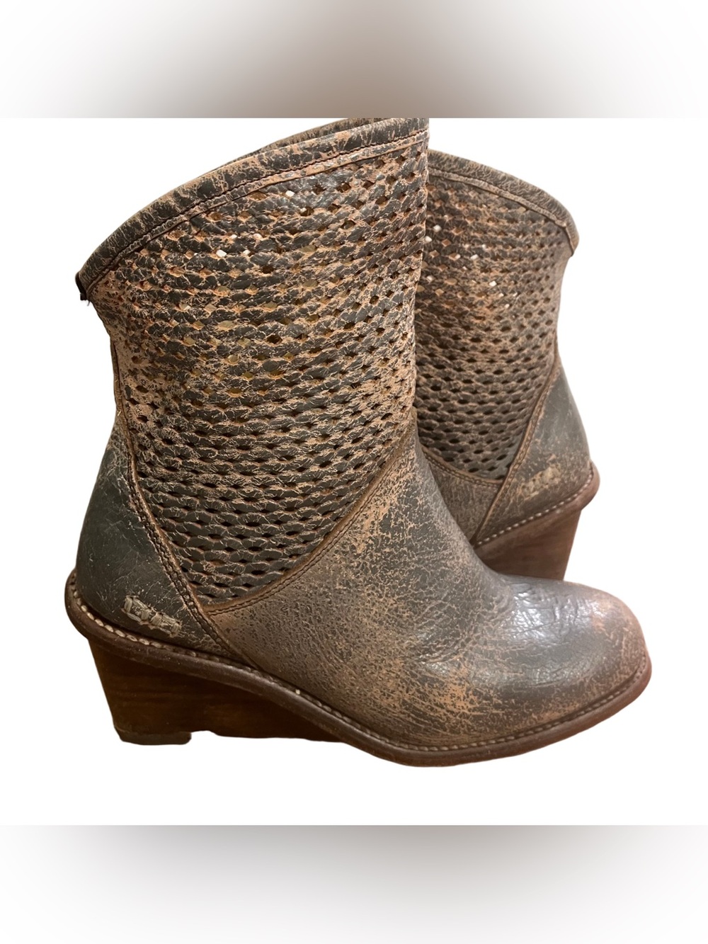 Bed/Stu Dutchess Gray and Tan Wedge Ankle Boots size 9